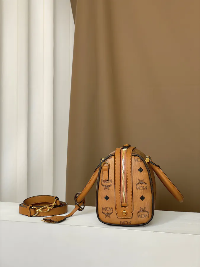 MCM Aren Visetos Small Boston Bag