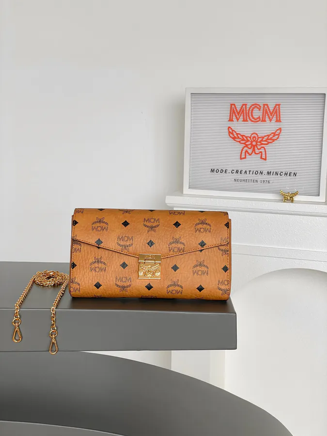 MCM Tracy Visetos Classic Crossbody Bag with Chain Strap