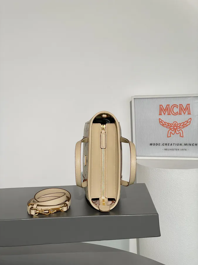 MCM Aren Visetos Mini Shopping Bag