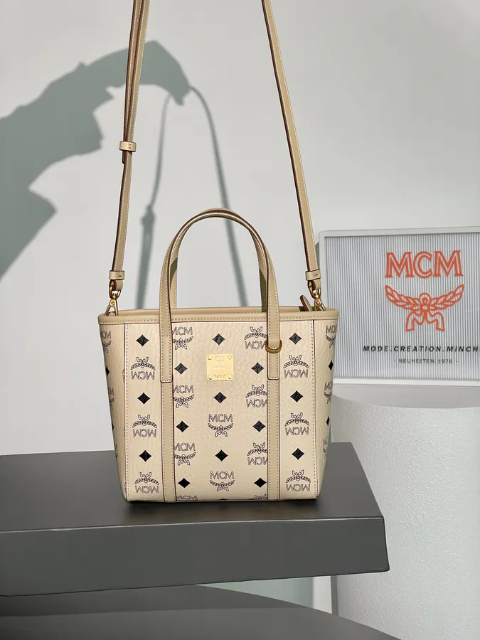 MCM Aren Visetos Mini Shopping Bag