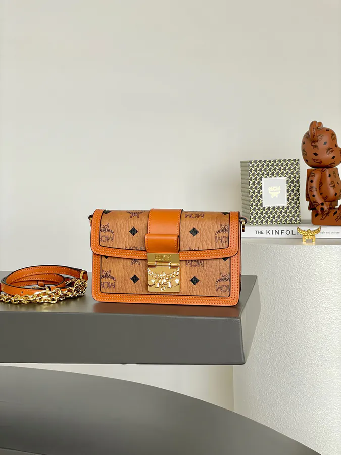 MCM Tracy Visetos Chain Crossbody Bag