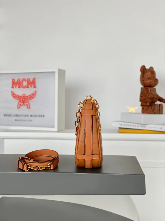 MCM Auren Hobo Small Crescent Hobo Bag