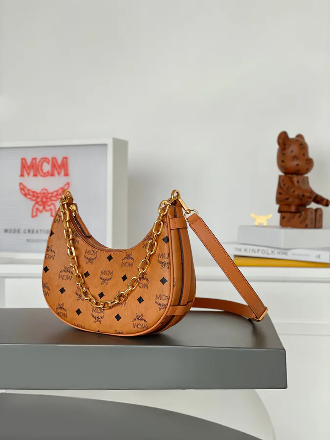 MCM Auren Hobo Small Crescent Hobo Bag