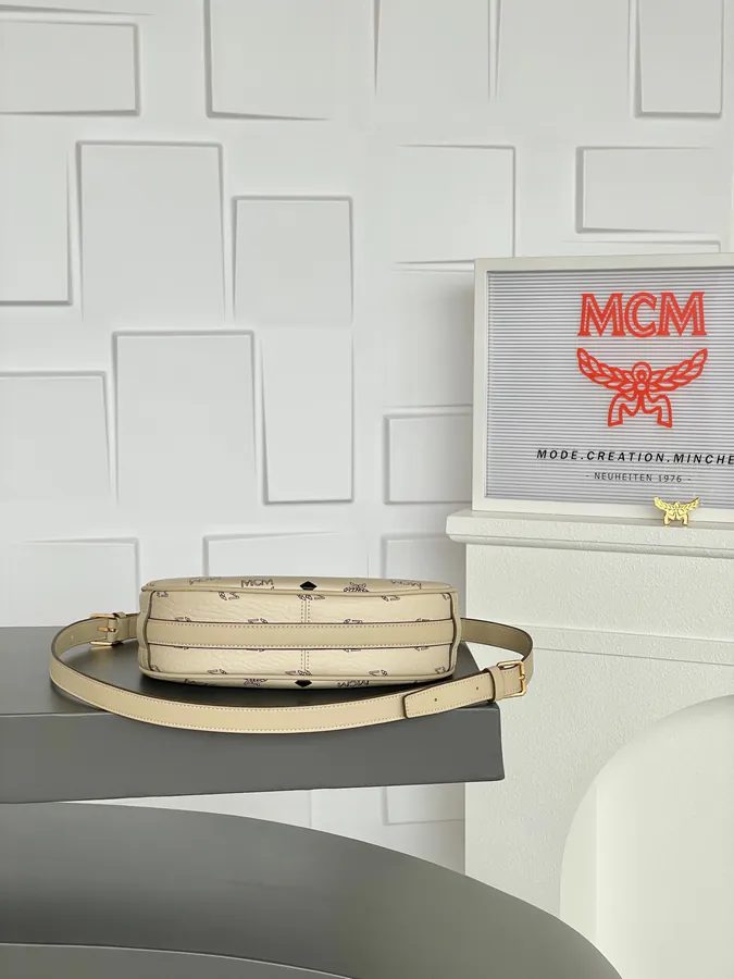 MCM Areen Hobo New Arrival, Beige Mini Crossbody Bag