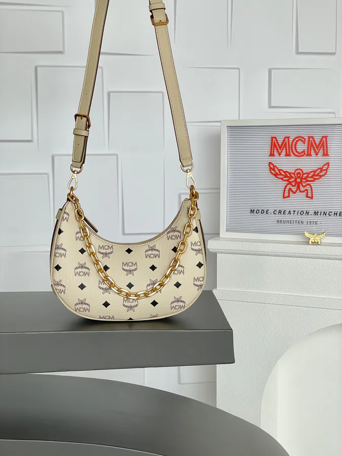 MCM Auren Hobo New Arrival, Mini Size, Beige