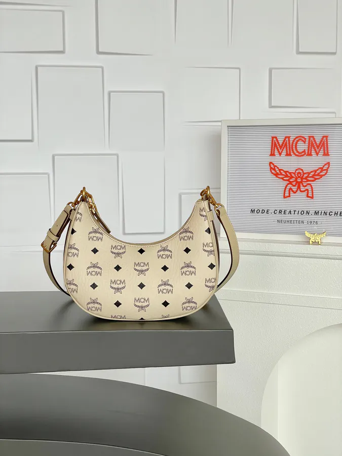 MCM Auren Hobo New Arrival, Mini Size, Beige