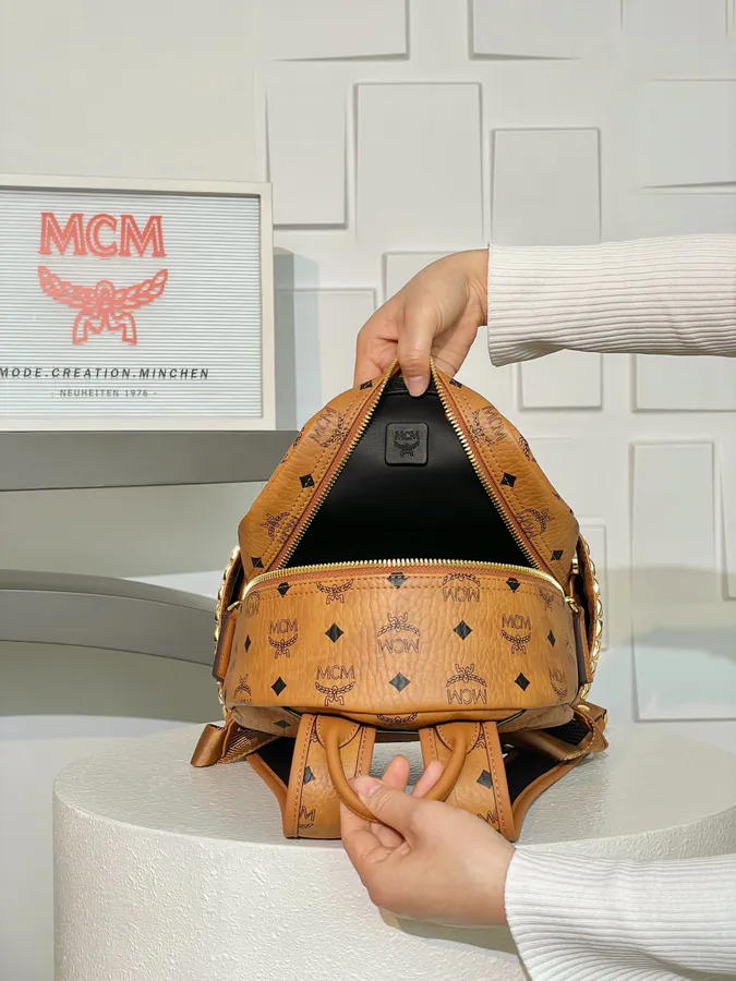MCM Stark Visitos Cognac Color Mini Backpack