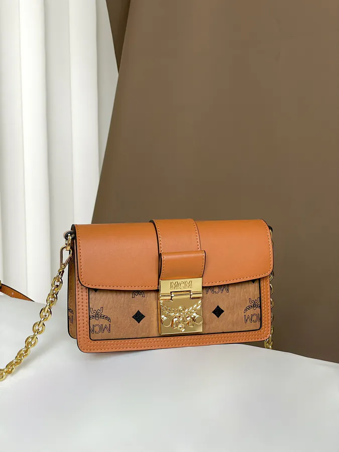 MCM Tracy Visetos Chain Crossbody Bag