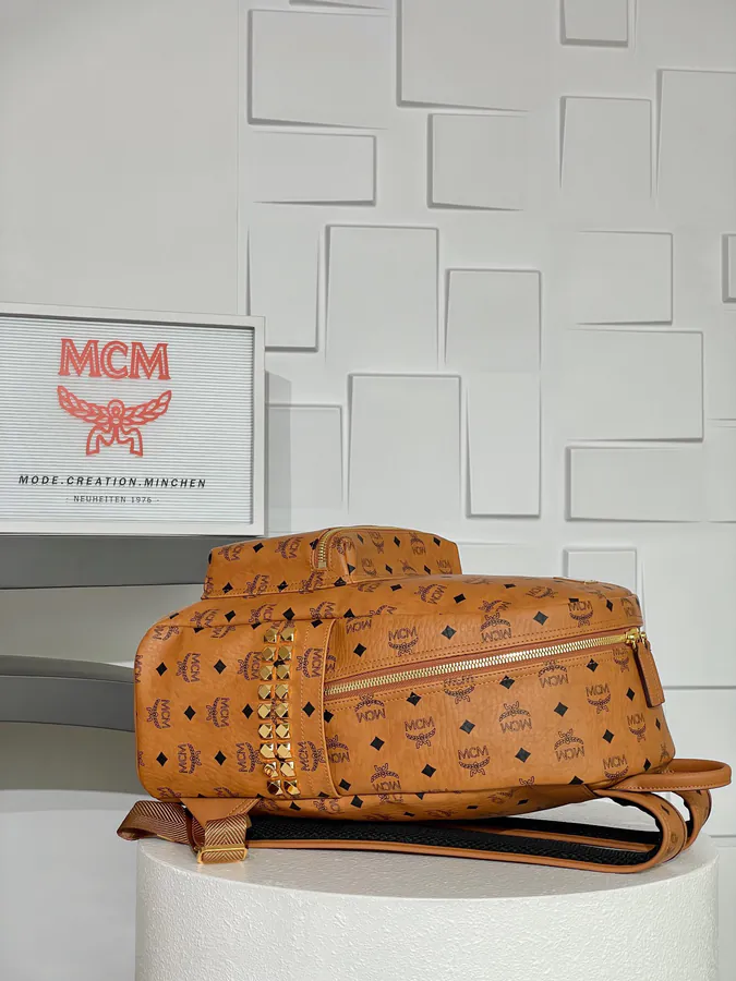 MCM Star Visetos Luxury Backpack Cognac