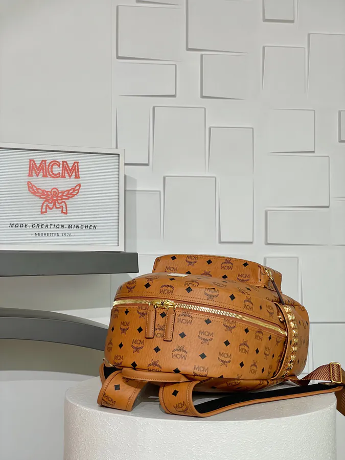 MCM Star Visetos Luxury Backpack Cognac