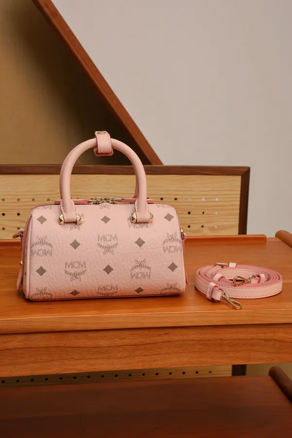 MCM Ella Visetos Mini Boston Bag