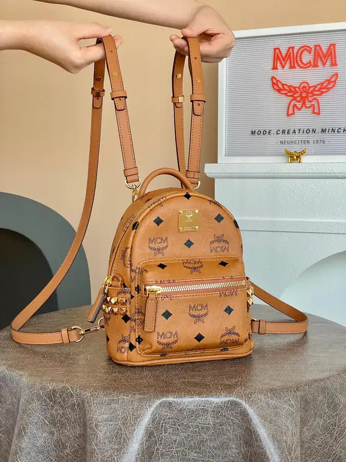 X Mini Backpack with Stud Detail MCM Stark Visetos