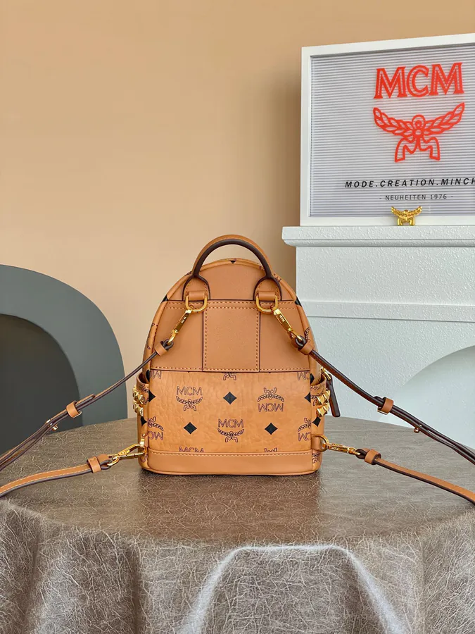 X Mini Backpack with Stud Detail MCM Stark Visetos