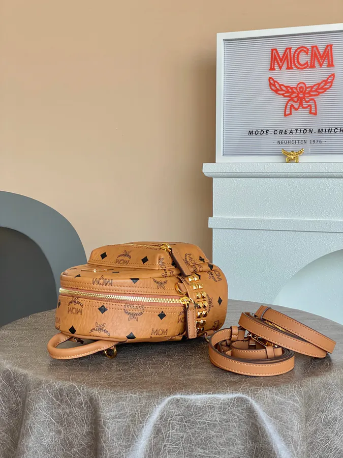 X Mini Backpack with Stud Detail MCM Stark Visetos