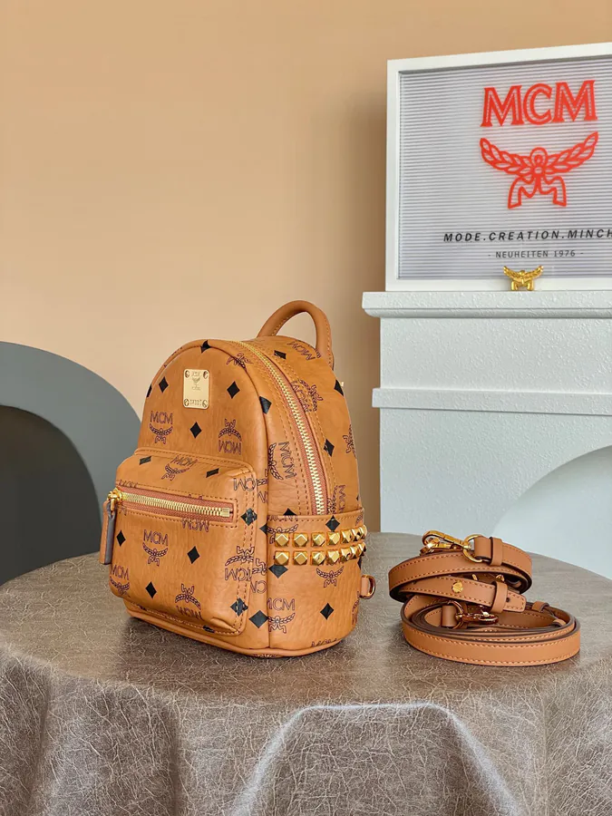 X Mini Backpack with Stud Detail MCM Stark Visetos