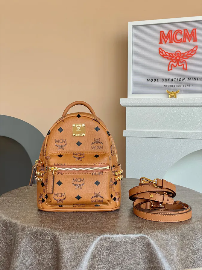 X Mini Backpack with Stud Detail MCM Stark Visetos