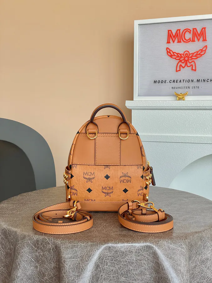 X Mini Backpack with Stud Detail MCM Stark Visetos