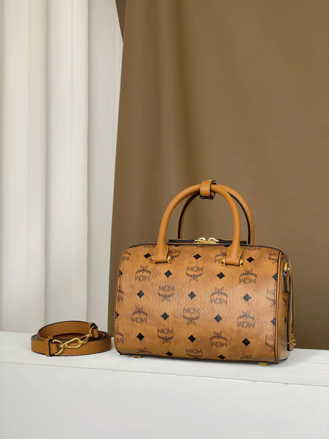 MCM Aren Visetos Small Boston Bag