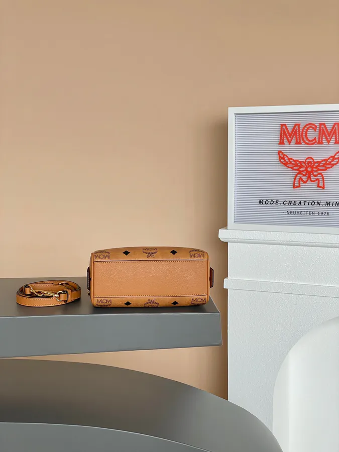 MCM Aren Essential Mini Boston Pillow Bag