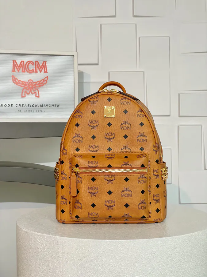 MCM Star Visetos Luxury Backpack Cognac