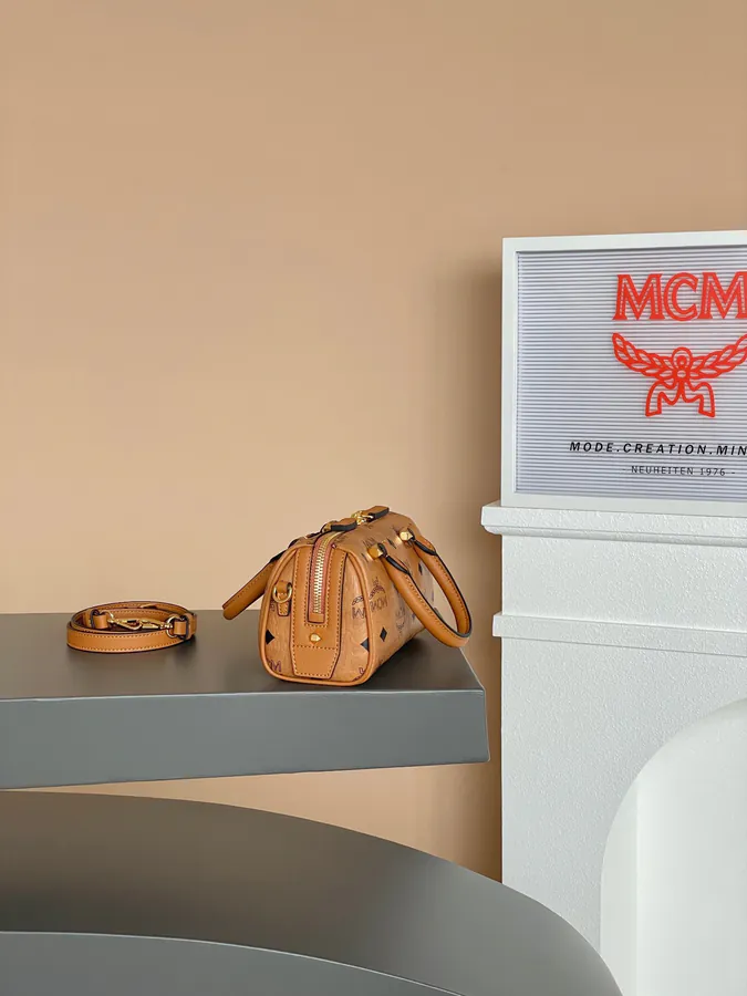 MCM Aren Essential Mini Boston Pillow Bag