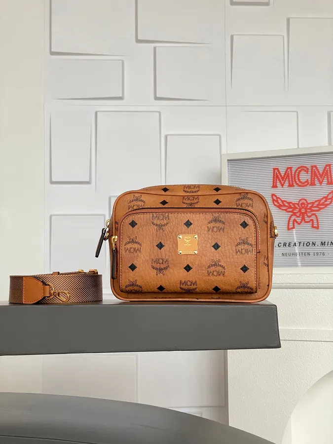 MCM Aren Visetos Small Crossbody Camera Bag