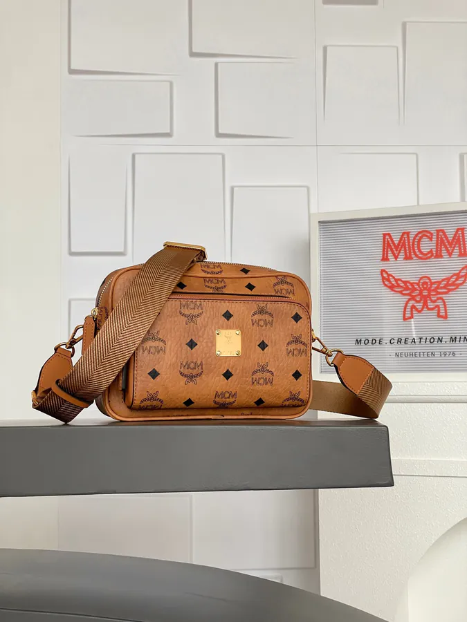 MCM Aren Visetos Small Crossbody Camera Bag