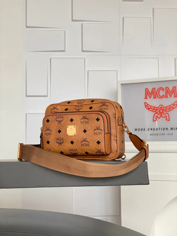 MCM Aren Visetos Small Crossbody Camera Bag