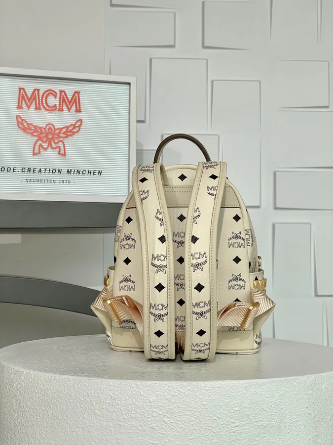 New MCM Starke Visitos Mini Backpack in Beige