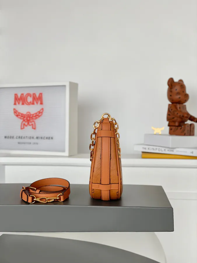 MCM Aren Hobo Small Half Moon Crossbody Bag