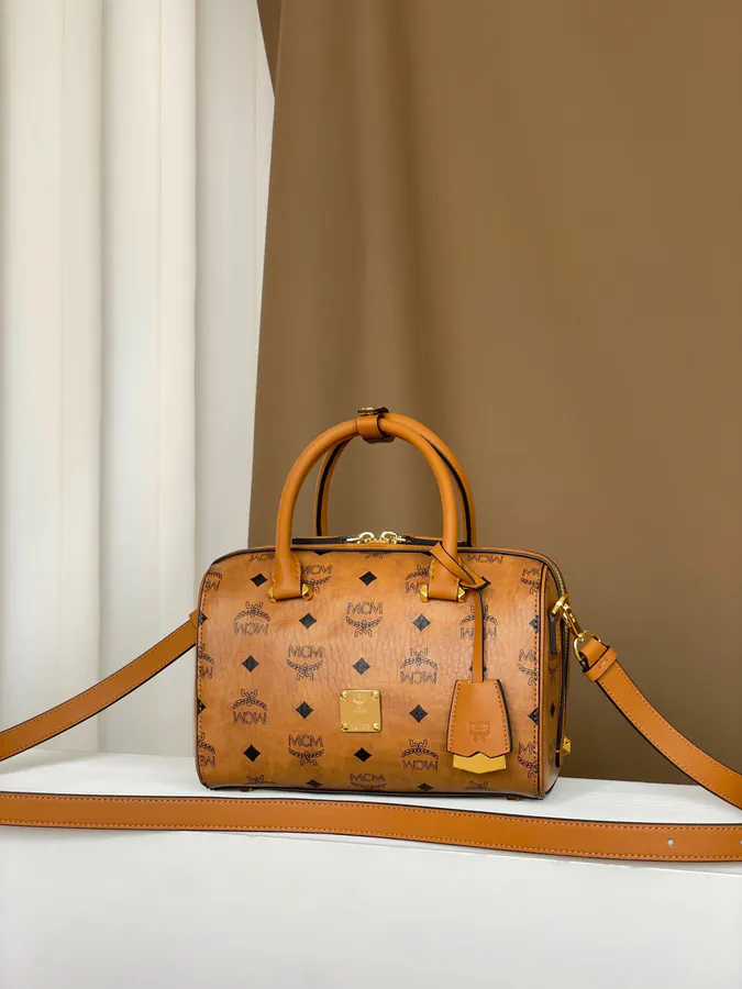 MCM Aren Visetos Small Boston Bag
