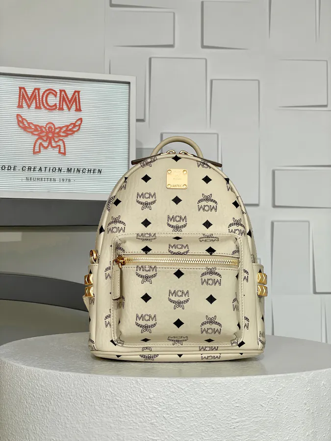 New Beige Mini P470 Studded Crossbody Bag