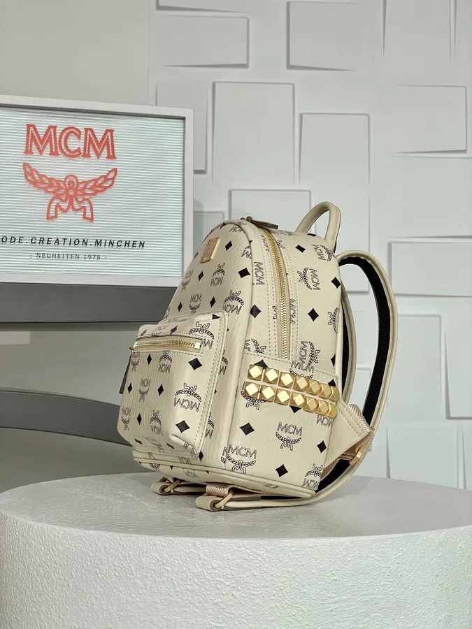 New Beige Mini P470 Studded Crossbody Bag