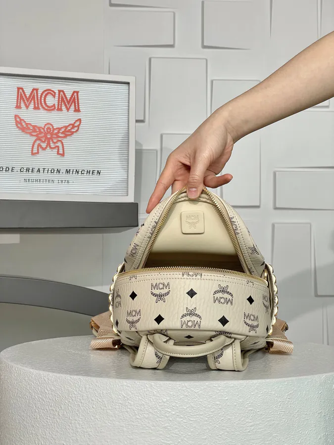 New Beige Mini P470 Studded Crossbody Bag