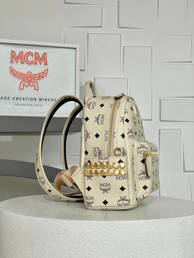 New Beige Mini P470 Studded Crossbody Bag