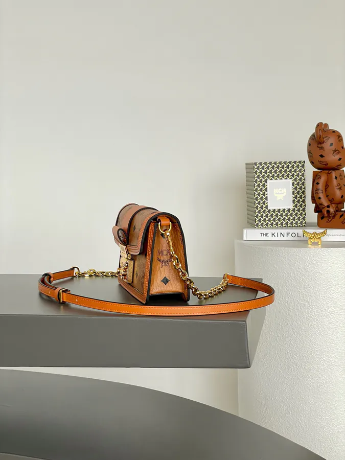 MCM Tracy Visetos Chain Crossbody Bag