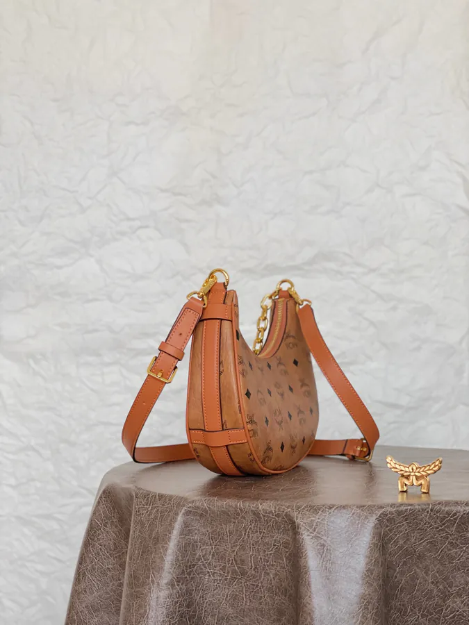 MCM Aren Hobo Half Moon Bucket Bag