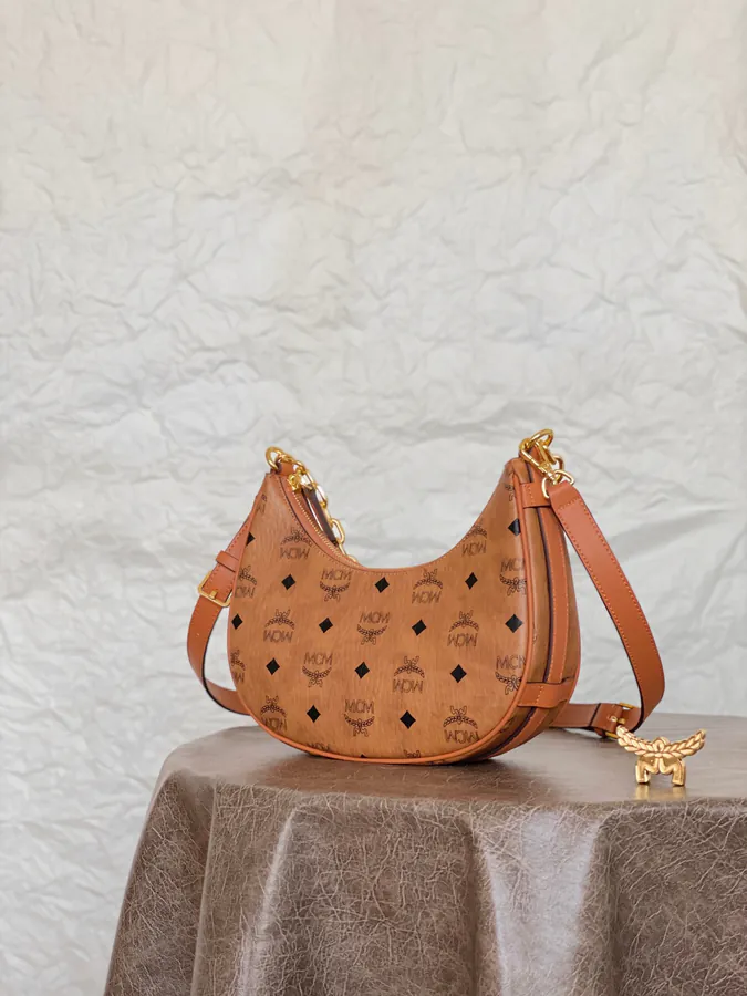 MCM Aren Hobo Half Moon Bucket Bag