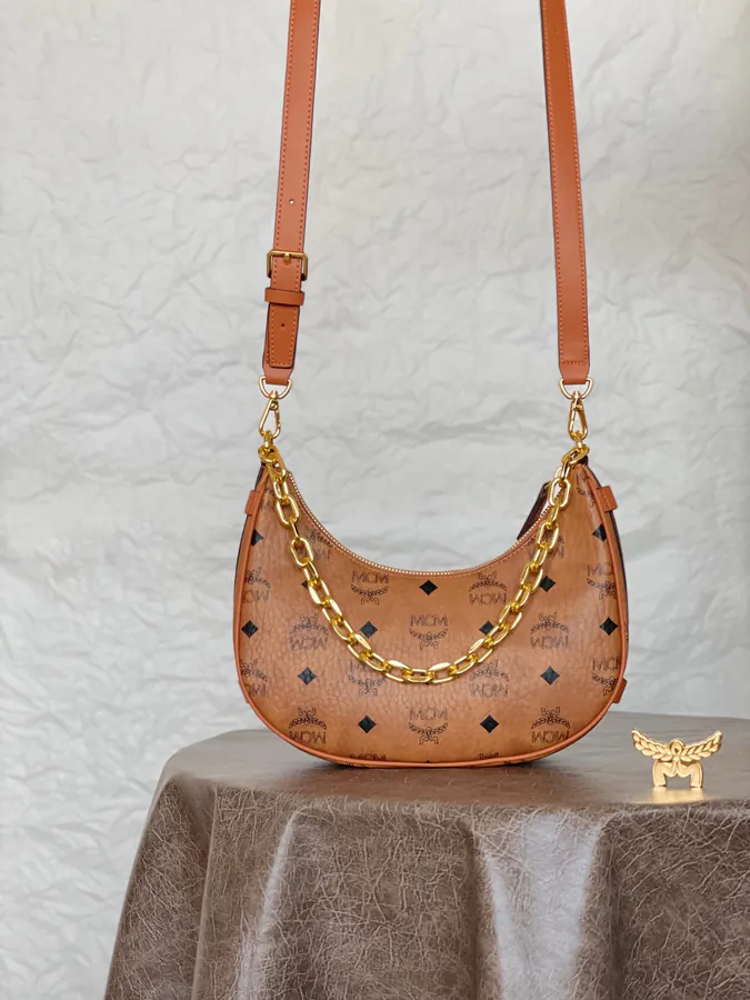 MCM Aren Hobo Half Moon Bucket Bag