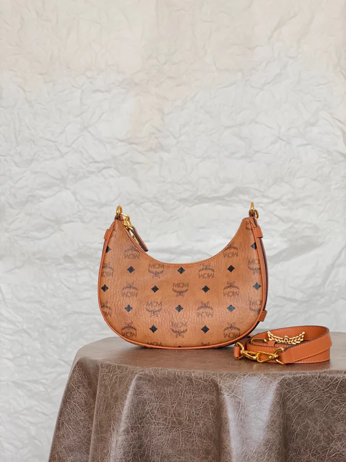MCM Aren Hobo Half Moon Bucket Bag