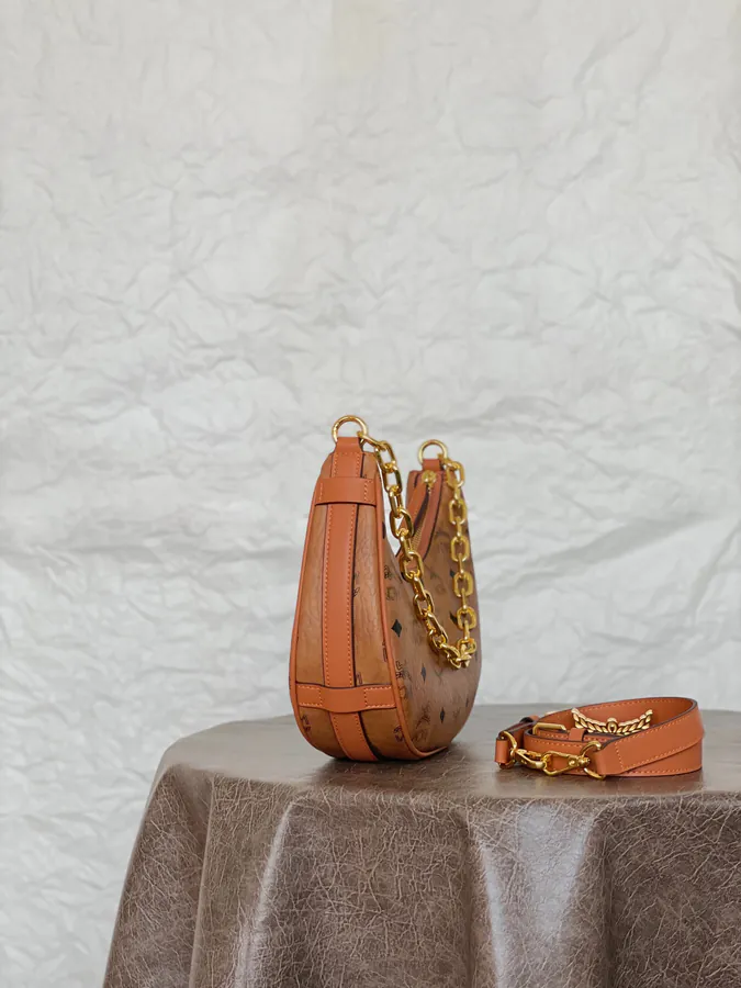 MCM Aren Hobo Half Moon Bucket Bag