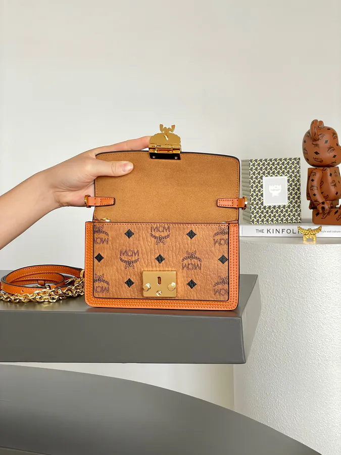 MCM Tracy Visetos Chain Crossbody Bag