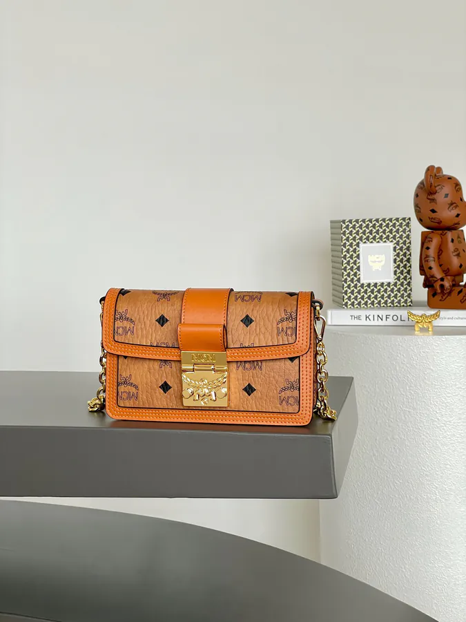 MCM Tracy Visetos Chain Crossbody Bag
