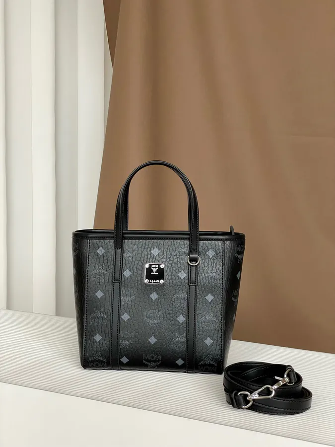 MCM Aren Visetos Mini Shopping Bag