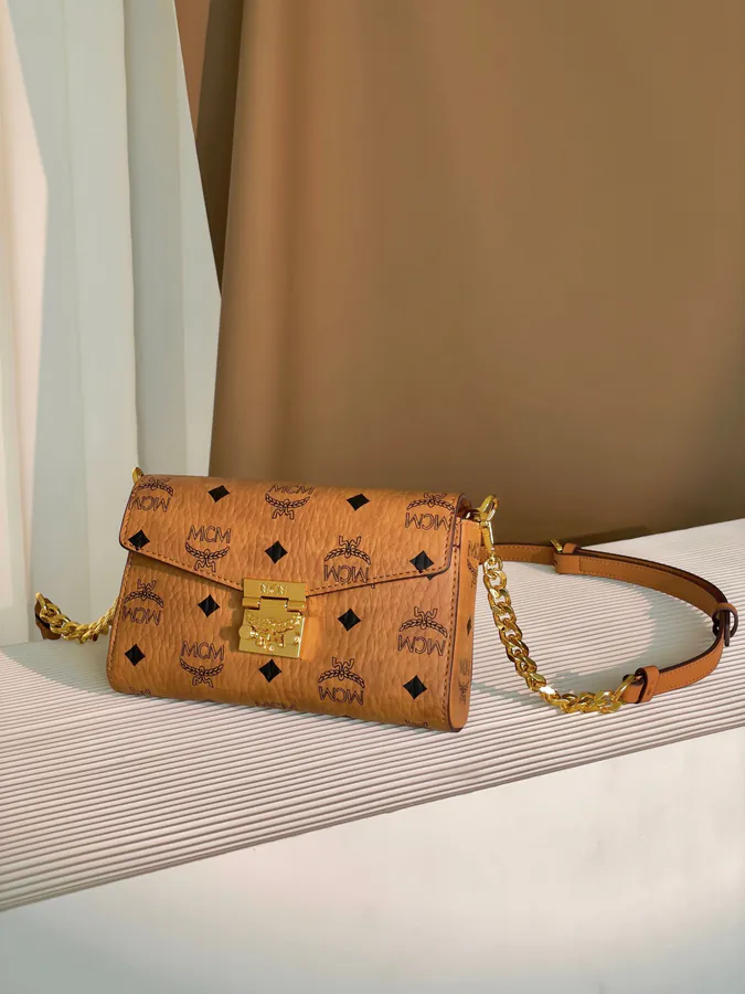 MCM Tracy Visetos Small Chain Envelope Bag
