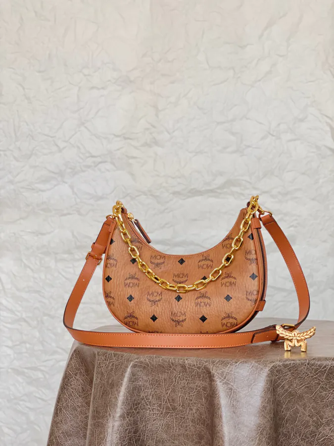 MCM Aren Hobo Half Moon Bucket Bag