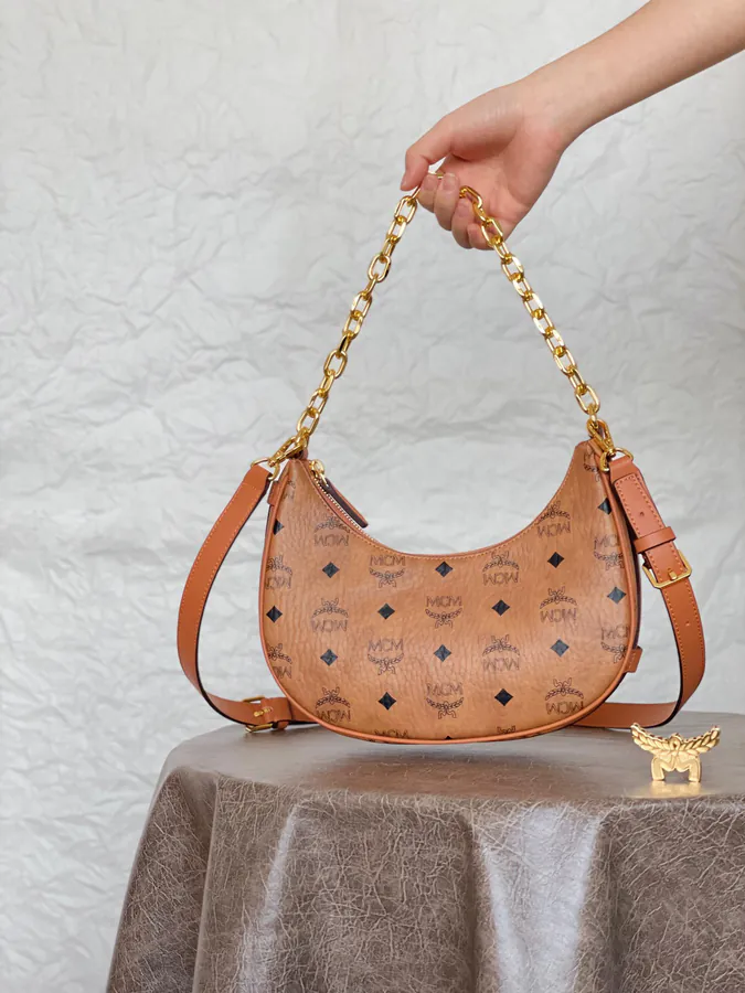 MCM Aren Hobo Half Moon Bucket Bag