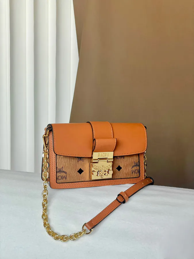 MCM Tracy Visetos Chain Crossbody Bag