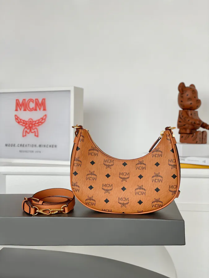 MCM Aren Hobo Mini Moon Shape Crossbody Bag