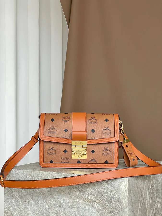 MCM Tracy Visetos Crossbody Satchel